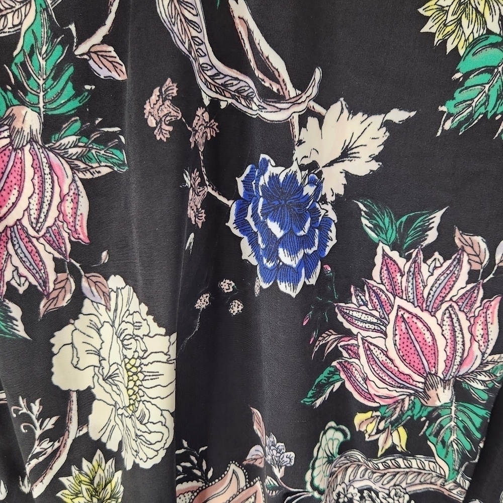 AFRM Womens Delilah Open Back Long Sleeve Floral Midi Dress in Noir Rose XLarge - Picture 2 of 10